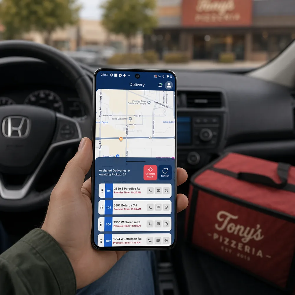 Adora Connect driver app with live delivery routing
